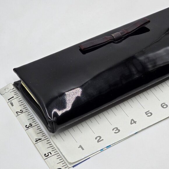 Henry Levine – Vintage Black Patent Clutch / Handbag with Bow Accent - Picture 12 of 16